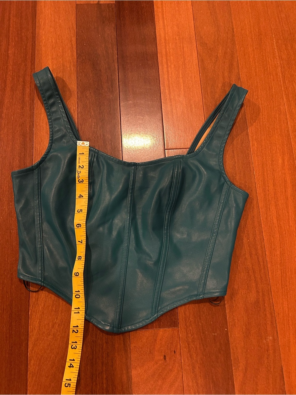 Simply Jules Faux Leather Teal Corset Crop Top size M - Picture 6 of 8